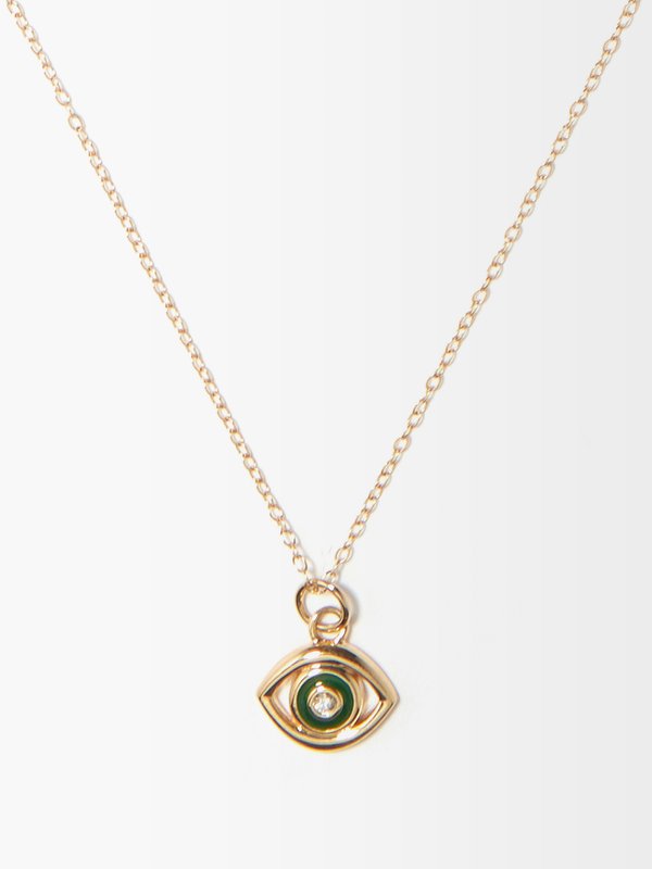 Alison Lou Evil Eye diamond & 14kt gold necklace