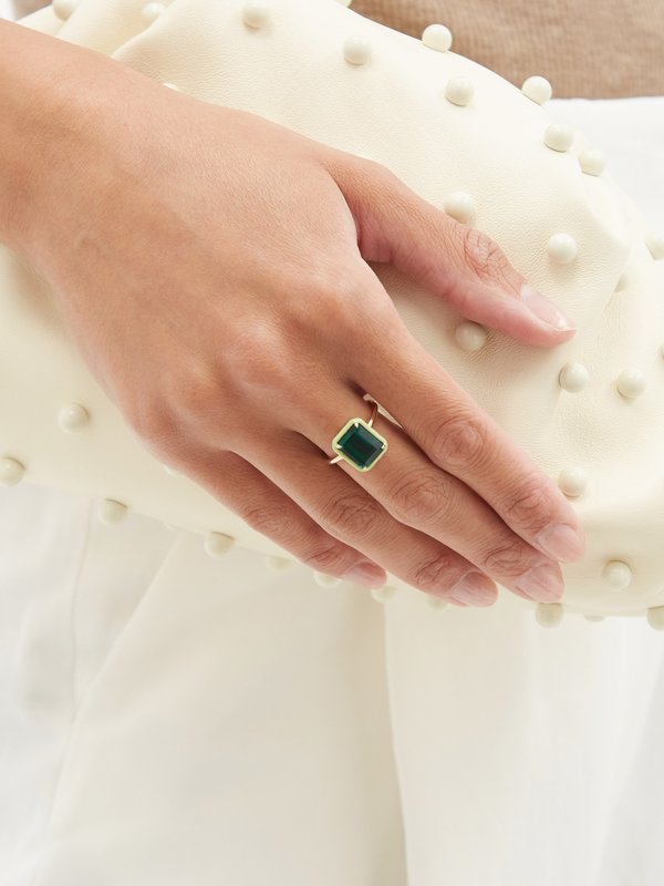 Alison Lou Emerald, enamel & 14kt gold ring