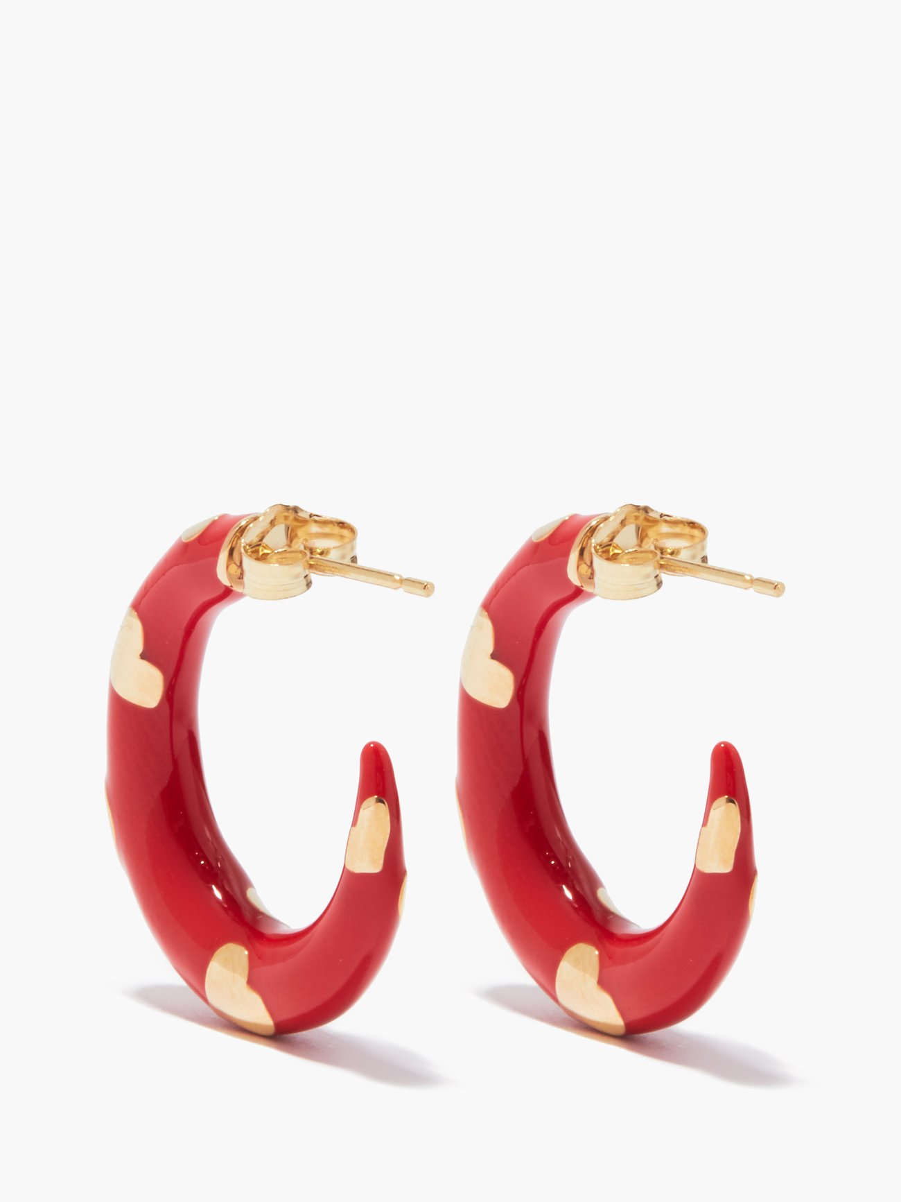 Celine, Jewelry, Celine Good Hoop With Red Enamel Earrings