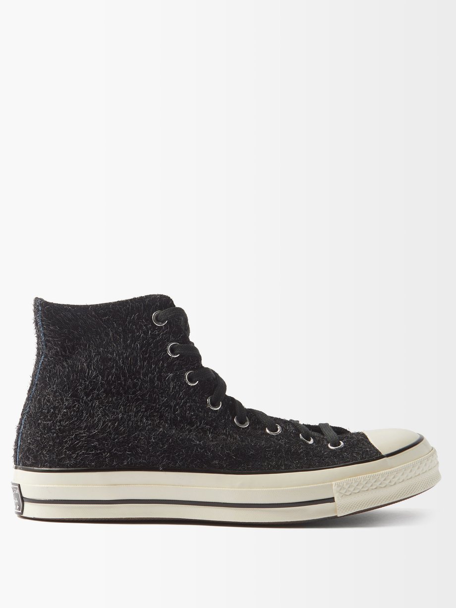 Black Chuck 70 Hi Hairy suede high-top trainers | Converse ...