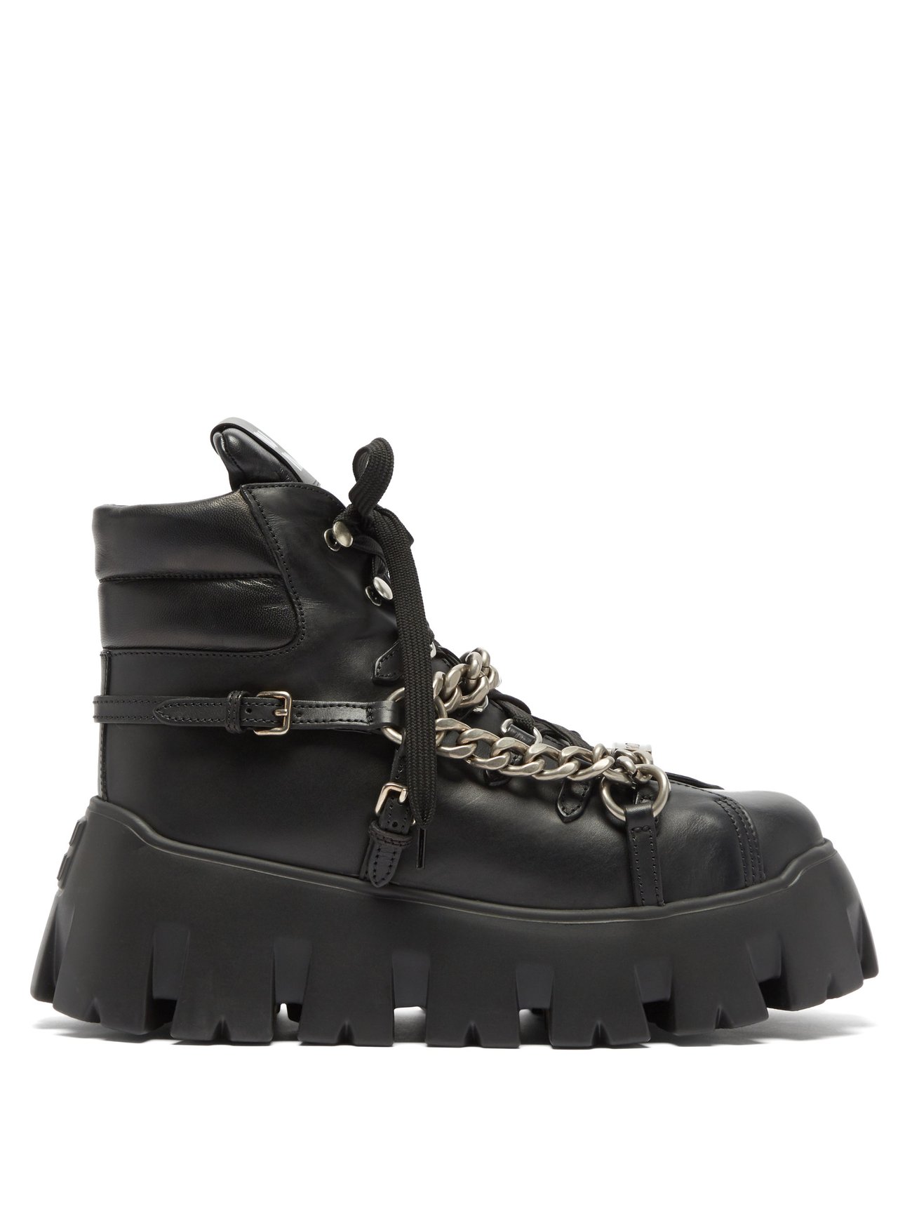 Forudsige syndrom Stirre Black Chain-embellished chunky-sole leather ankle boots | Miu Miu |  MATCHESFASHION US