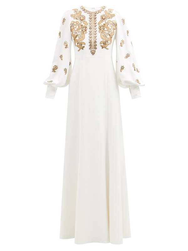 Andrew Gn Crystal-embellished zipped crepe gown