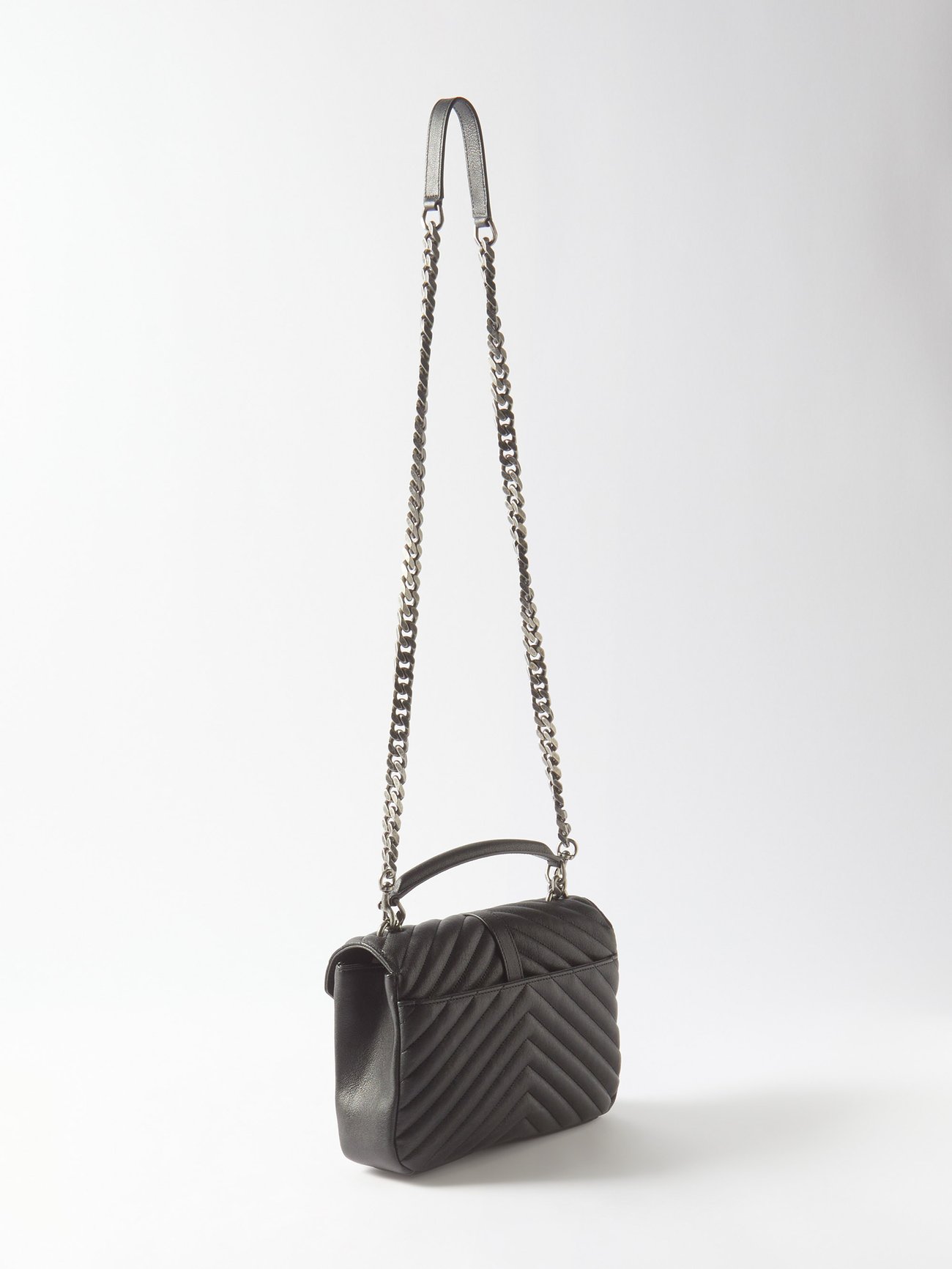 Authentic Yves Saint Laurent YSL Matelasse Medium Collage Black Lambskin  Leather Cross Body Bag