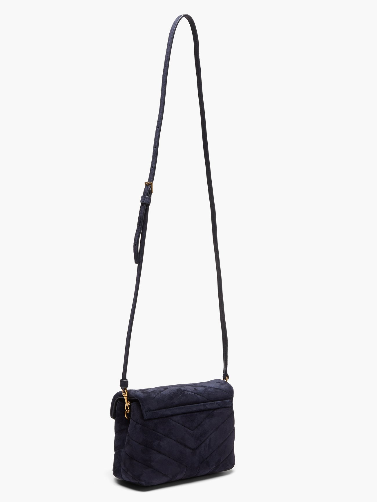 Navy Loulou Toy quilted-suede shoulder bag, Saint Laurent