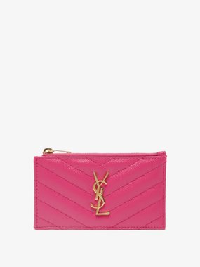 SAINT LAURENT Embellished croc-effect leather cardholder