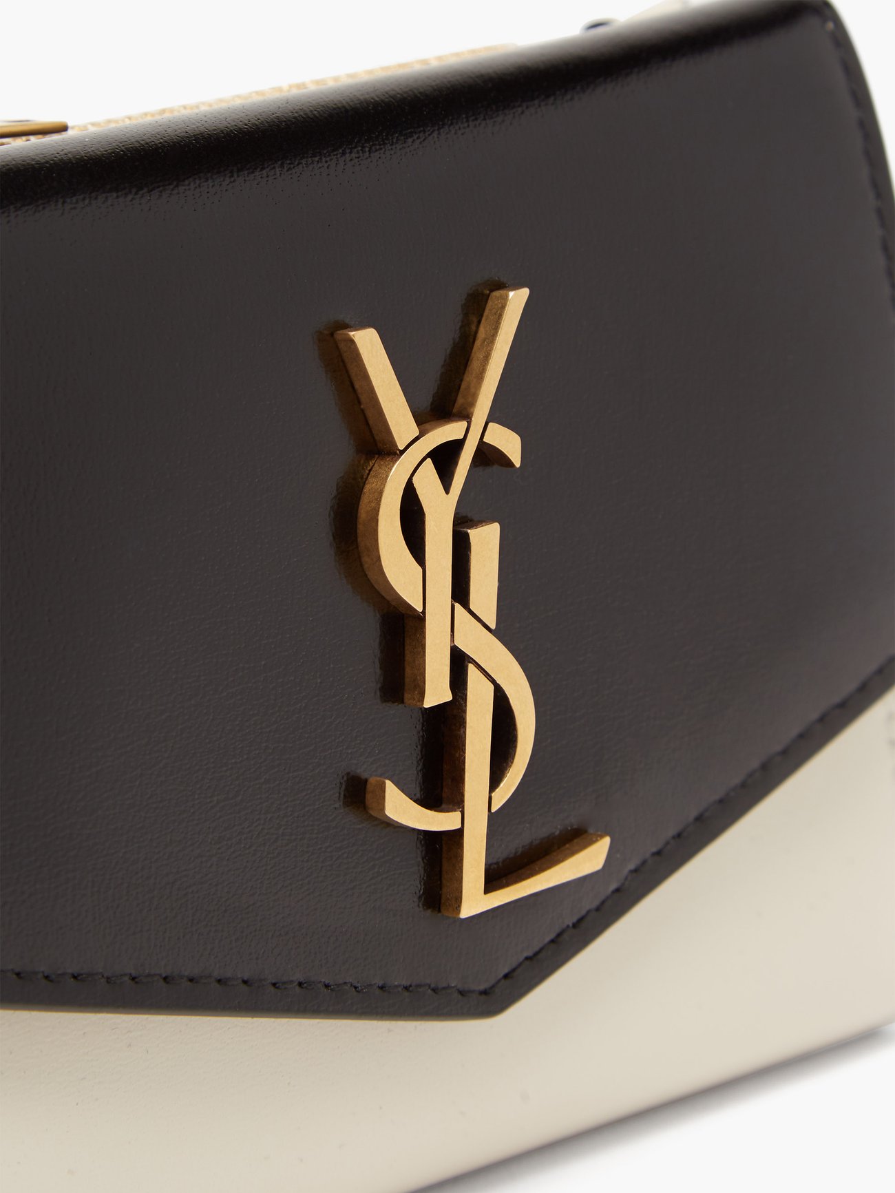 Black YSL-plaque leather bi-fold wallet, Saint Laurent