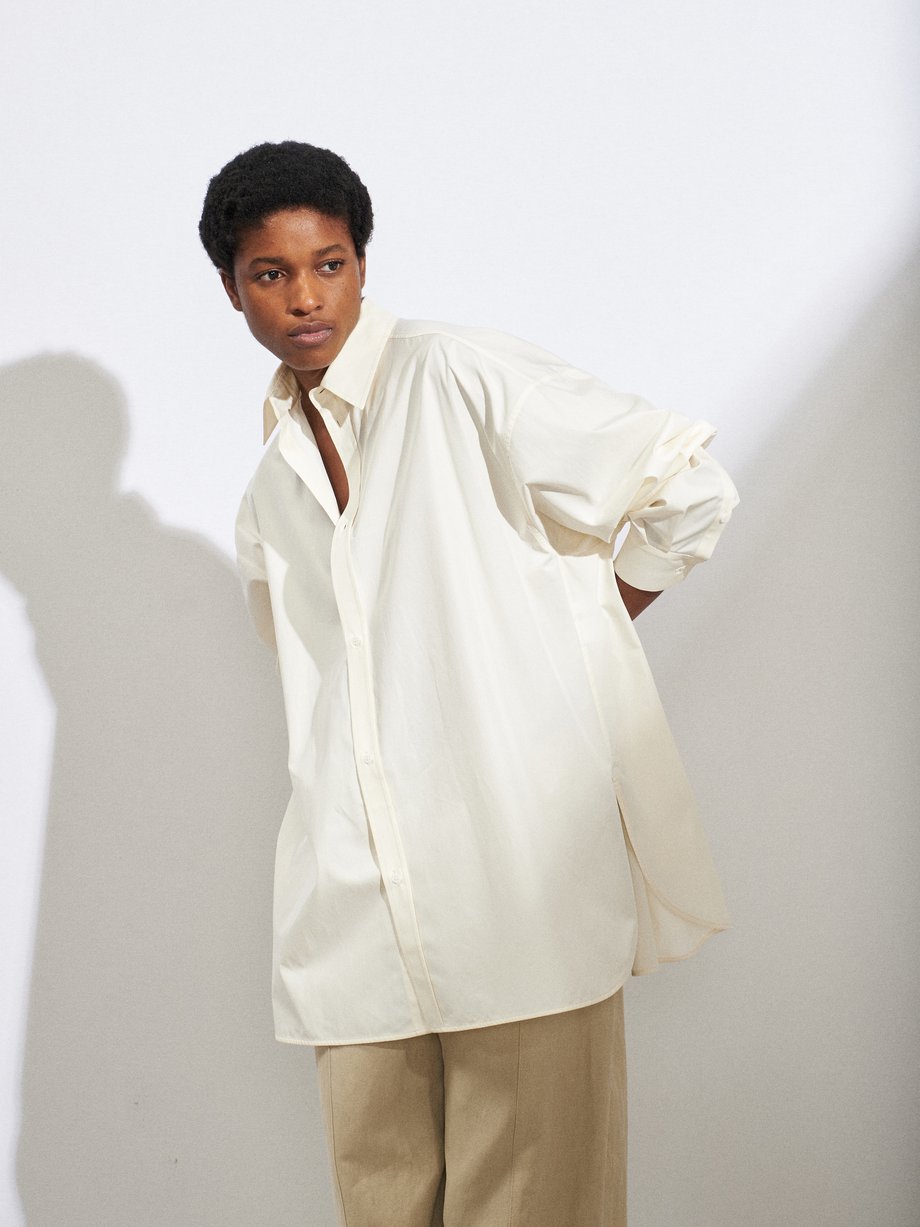 White Organic-cotton long-sleeved shirt | Raey | MATCHES UK