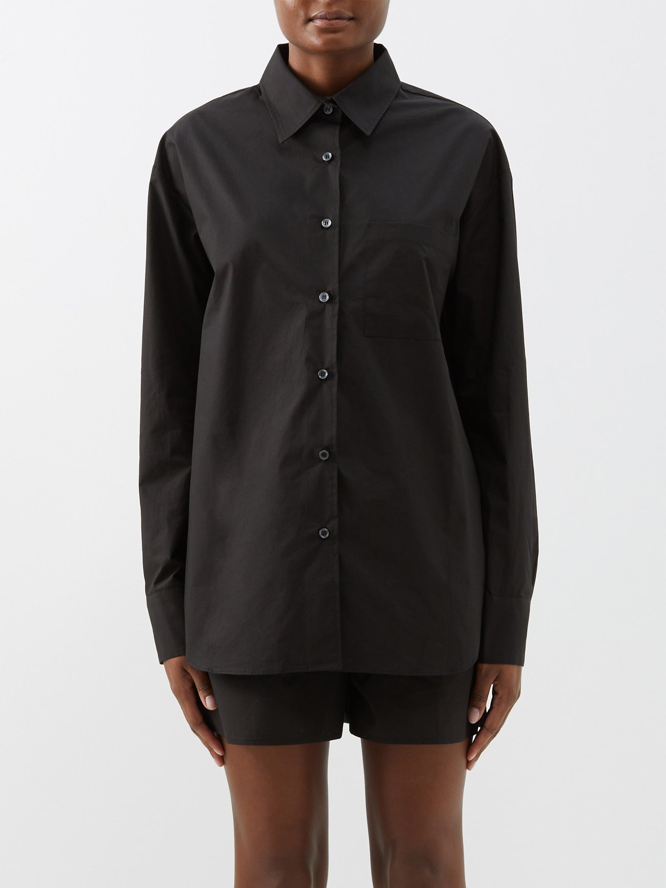 Black Lui organic cotton-poplin shirt | The Frankie Shop | MATCHES US