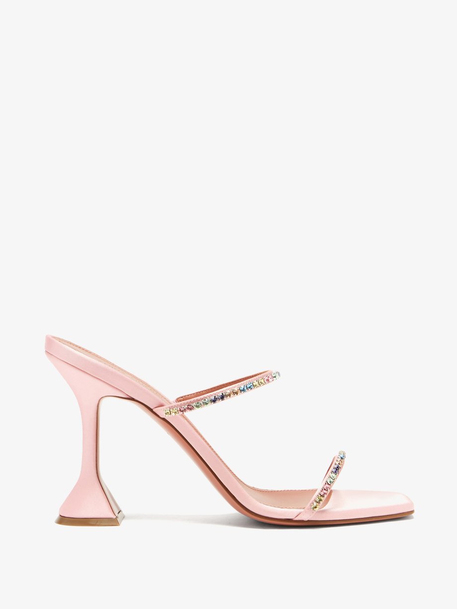 Pink Gilda crystal-embellished satin sandals | Amina Muaddi ...