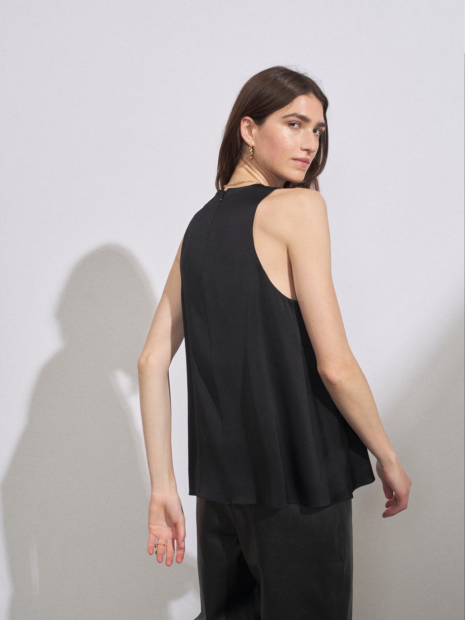 Black Cut-away shoulder silk-satin top | Raey | MATCHES UK