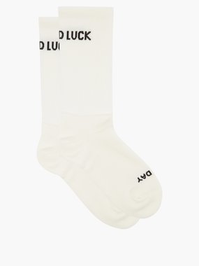 Raey Chaussettes en coton <i>Good luck, have the best day</i>