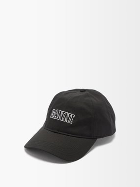 GANNI Ganni Logo-embroidered organic-cotton baseball cap