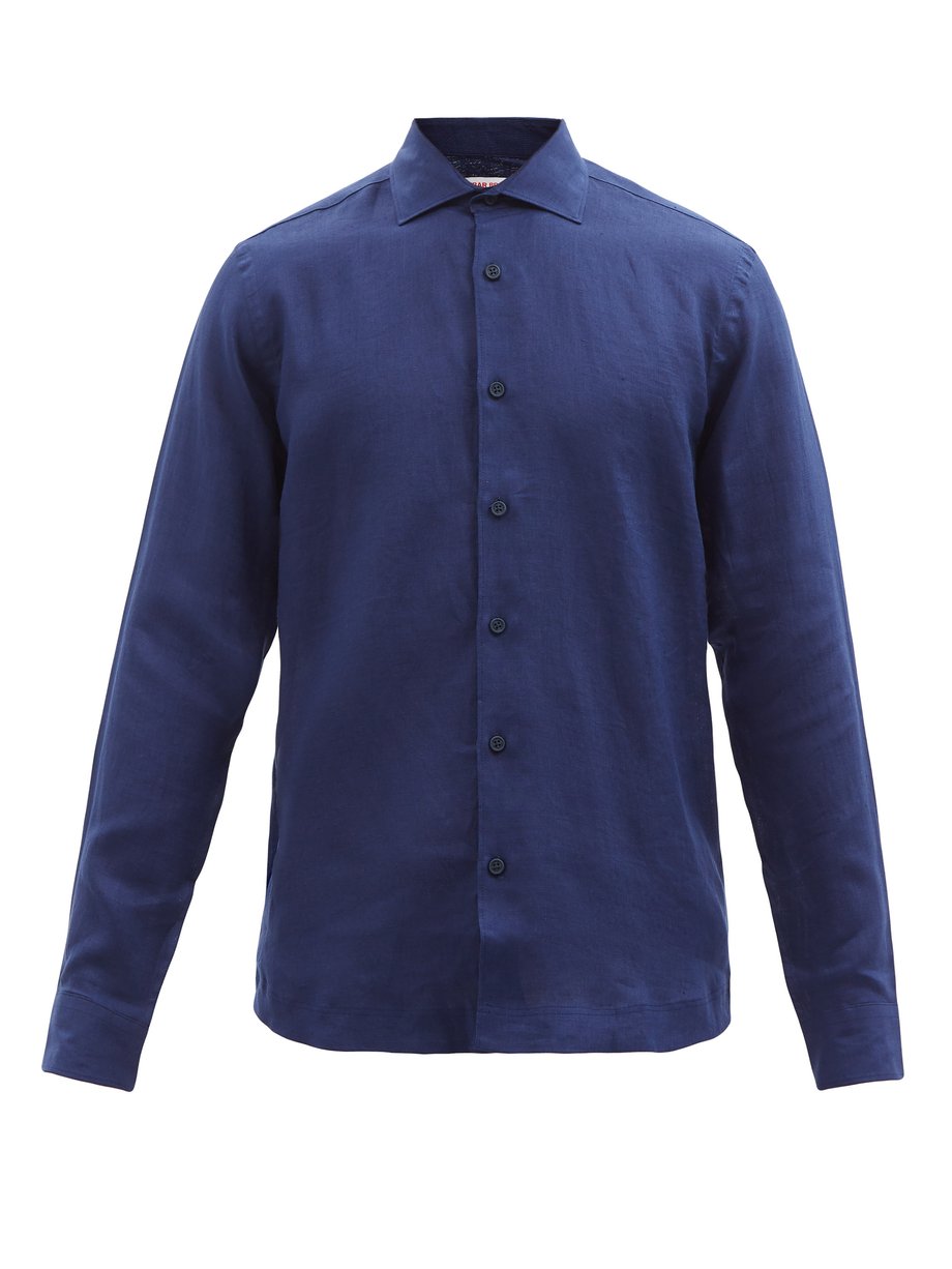 Orlebar Brown Giles spread-collar linen-poplin shirt