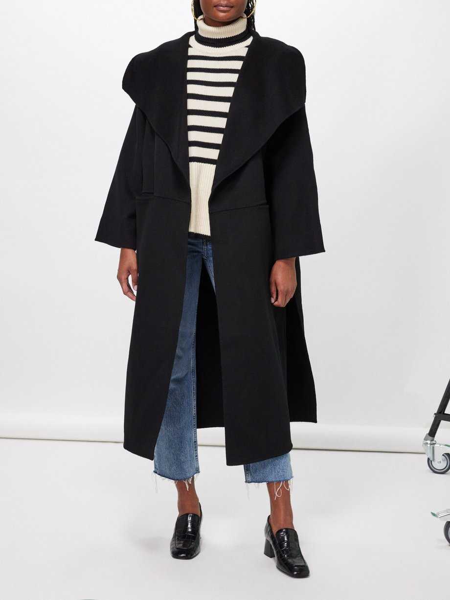 Black Signature pressed wool and cashmere-blend coat, Toteme