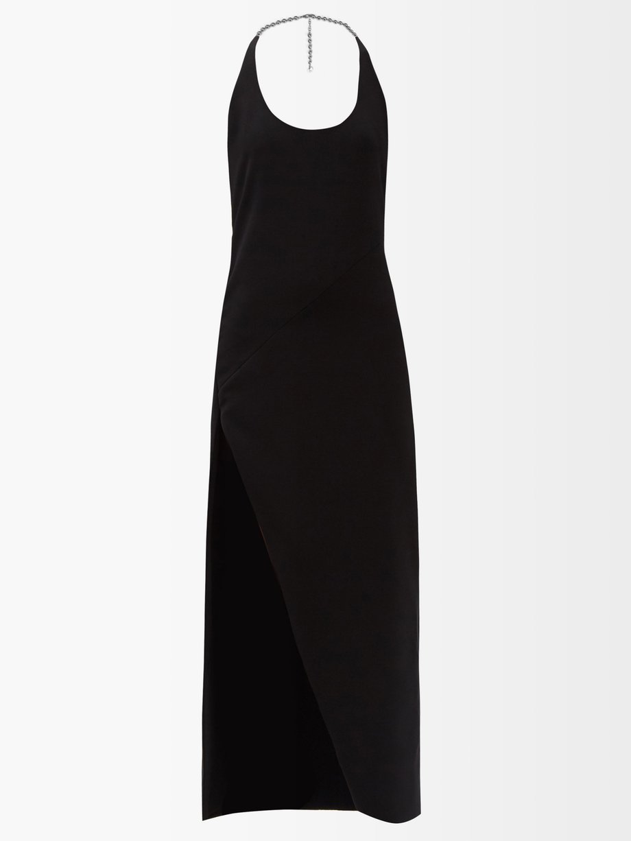 Black Corinne chain-halterneck crepe maxi dress | The Attico ...