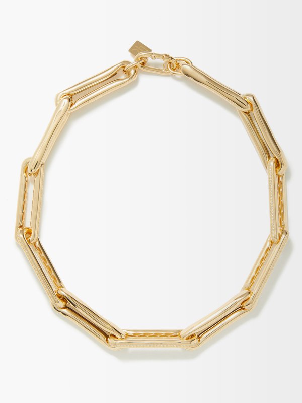 Lauren Rubinski XL diamond & 14kt gold chain-link necklace