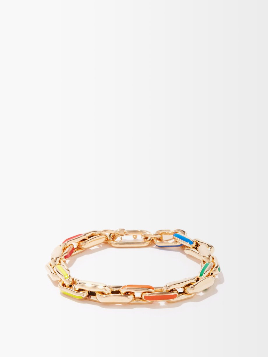 Lauren Rubinski Enamel & 14kt gold link-chain bracelet