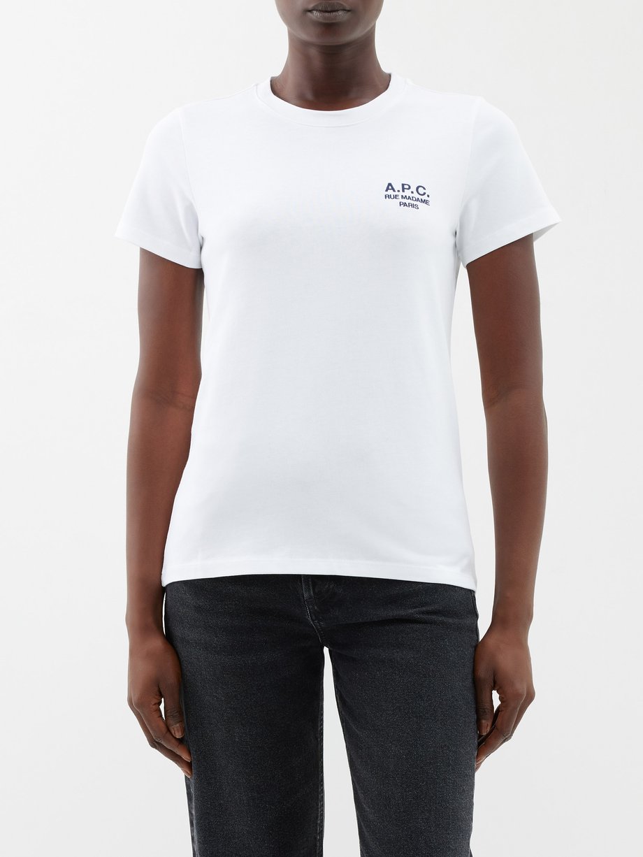 White Denise logo-embroidered cotton-jersey T-shirt | A.P.C.
