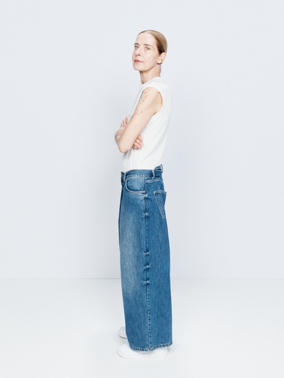 Blue Extra Fold organic-cotton blend wide-leg jeans | Raey