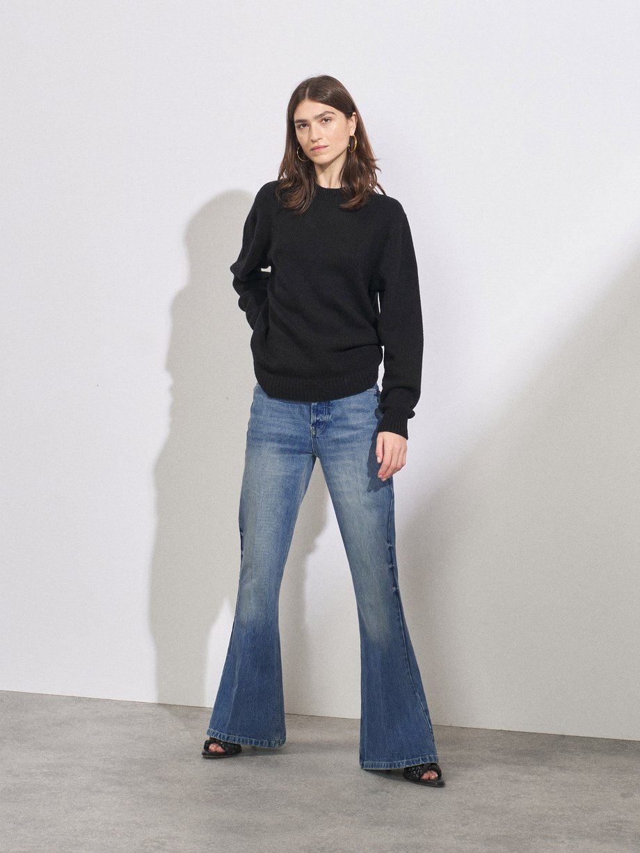 Blue Organic cotton-blend denim flared-leg jeans | Raey | MATCHES UK