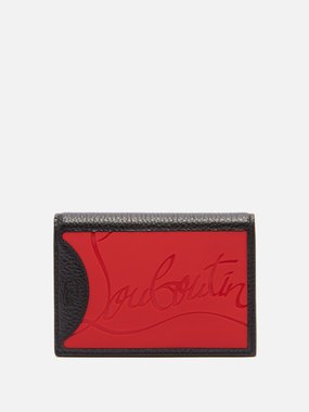 Christian Louboutin Porte-cartes en cuir grainé à plaque logo