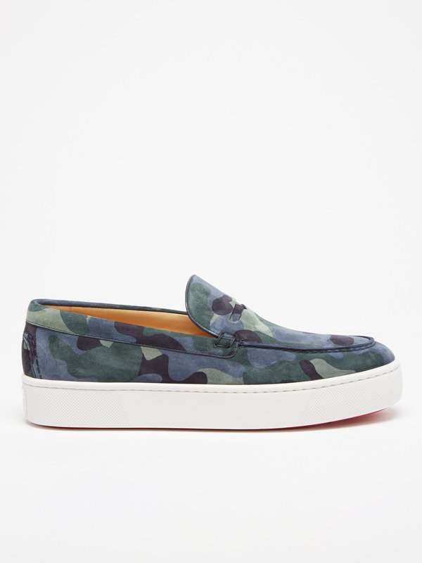 Christian Louboutin Paqueboat slip-on camouflage-suede trainers