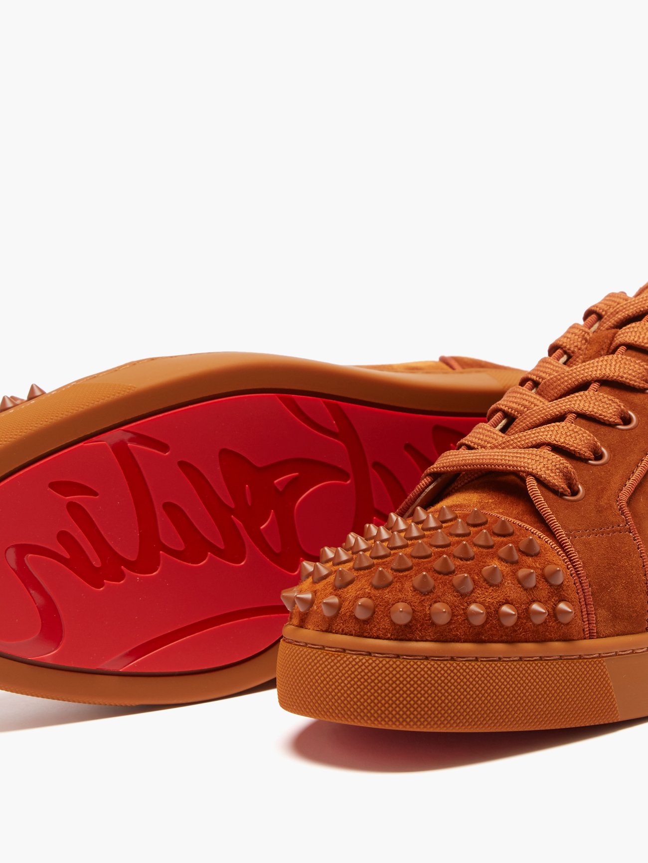 Louis junior spike low trainers Christian Louboutin Brown size 43.5 EU in  Suede - 33794686