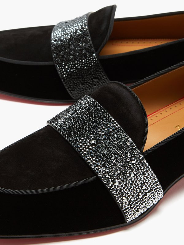 Christian Louboutin Nit Night crystal-strap suede dress shoes