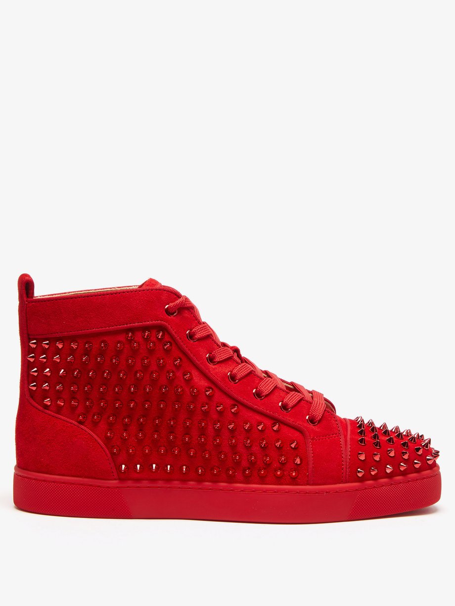 Red Louis Orlato high-top spike-stud suede trainers