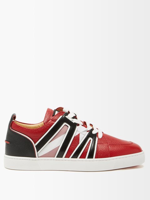 Red Vida Viva panelled leather trainers | Christian Louboutin | MATCHES UK