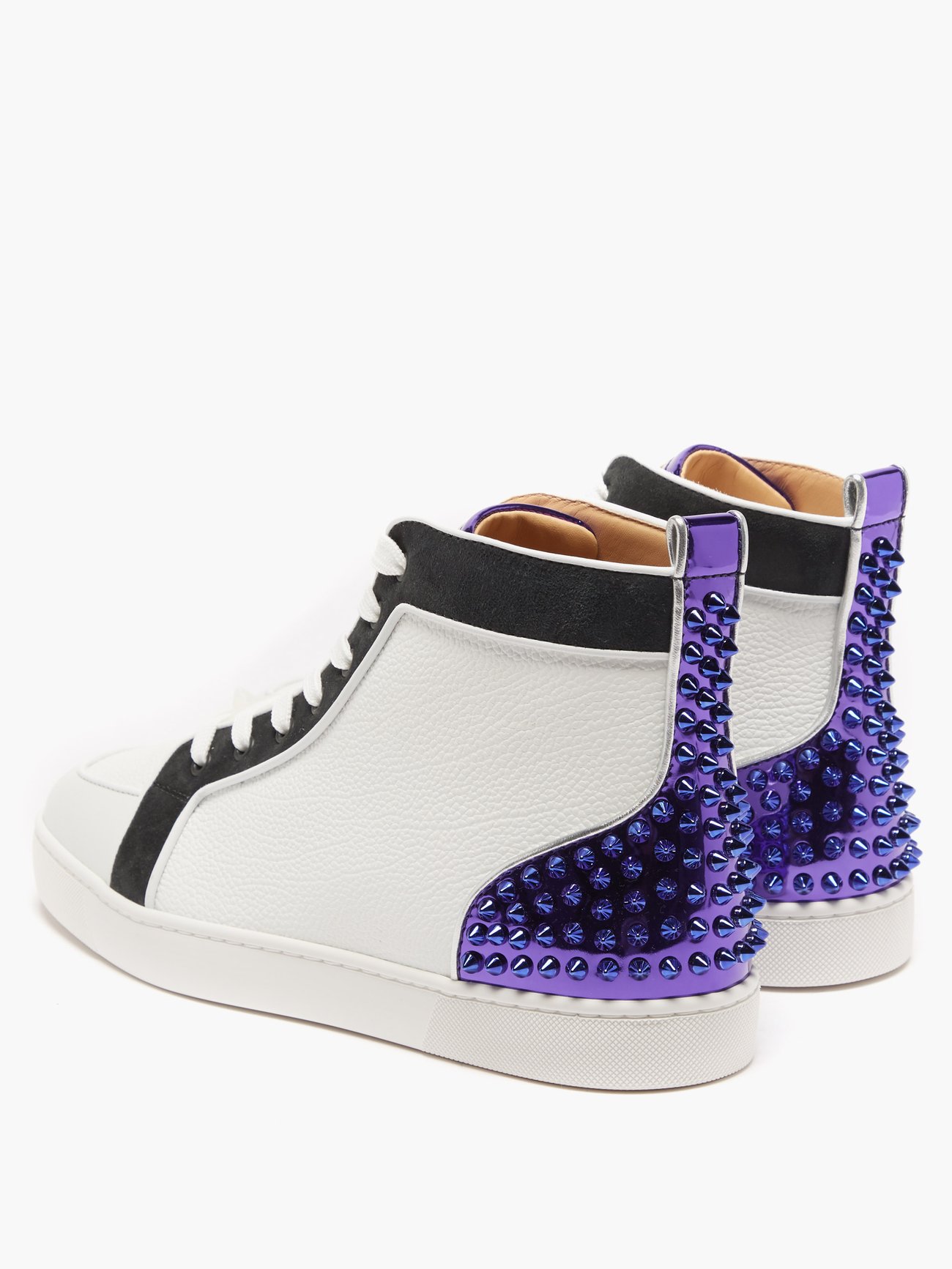 Christian Louboutin Black/White Leather Rantus High Top Sneakers