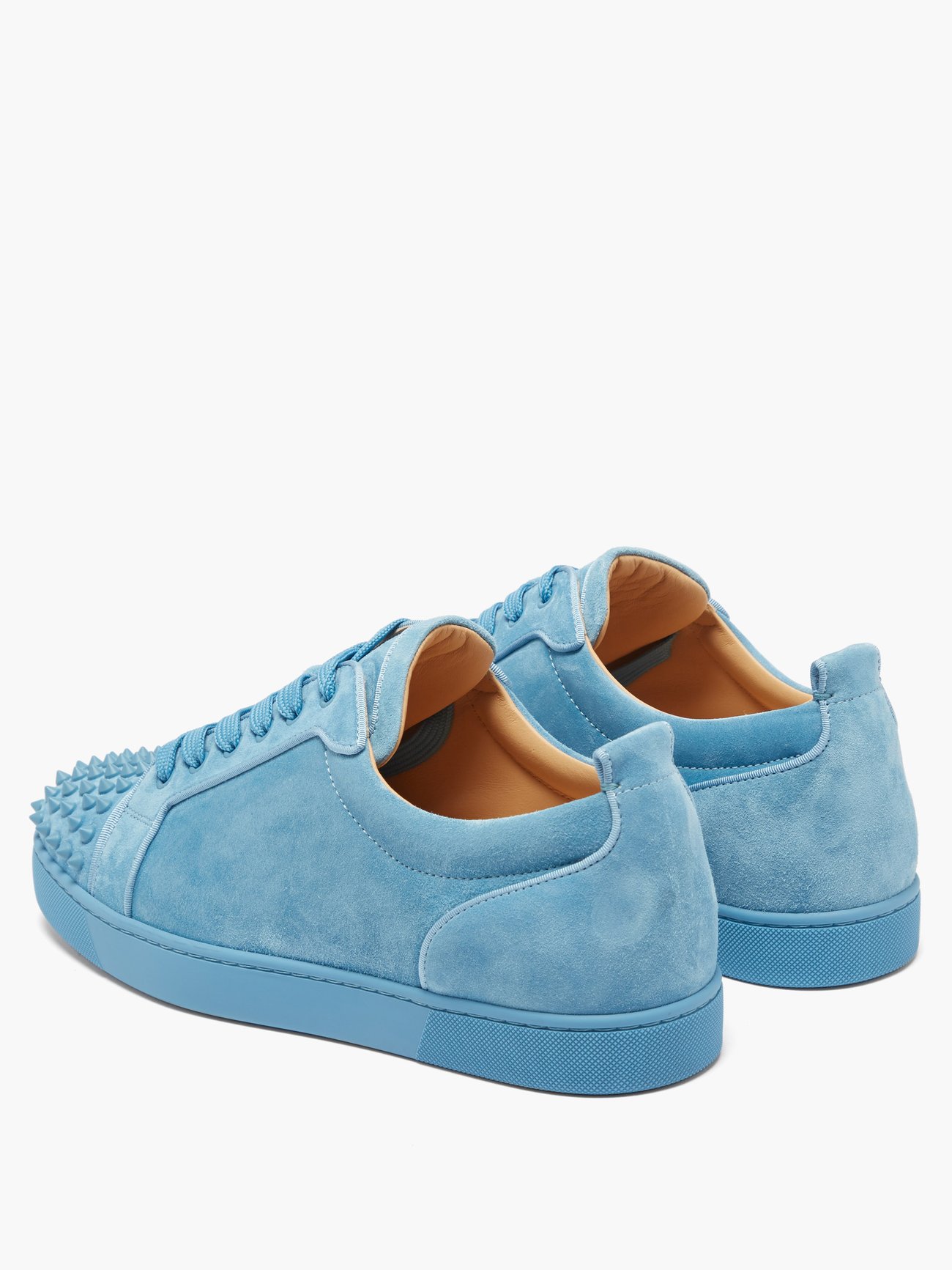 Blue Louis Junior spike-embellished suede trainers, Christian Louboutin