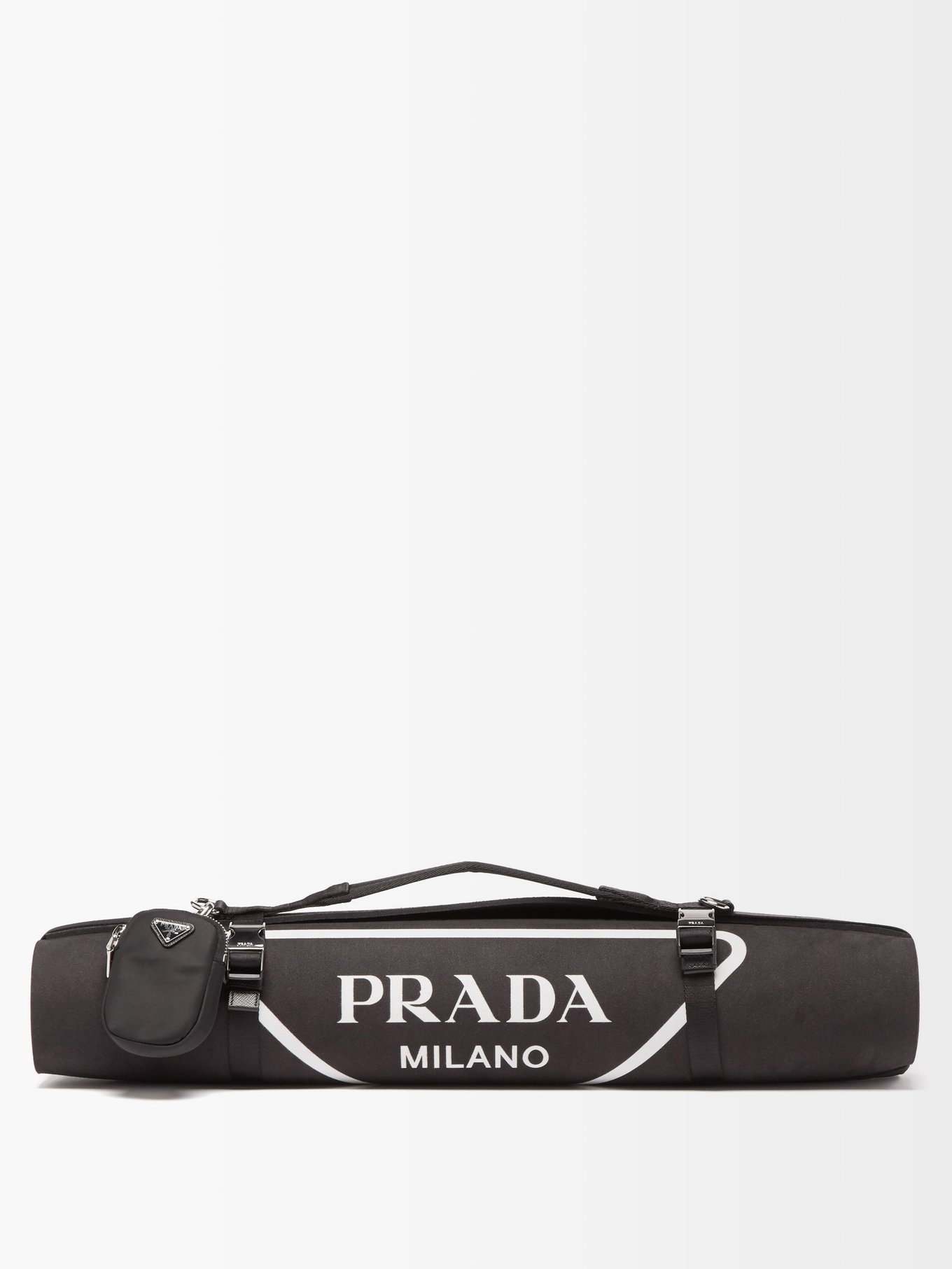 Black Logo-print yoga mat and carry strap, Prada