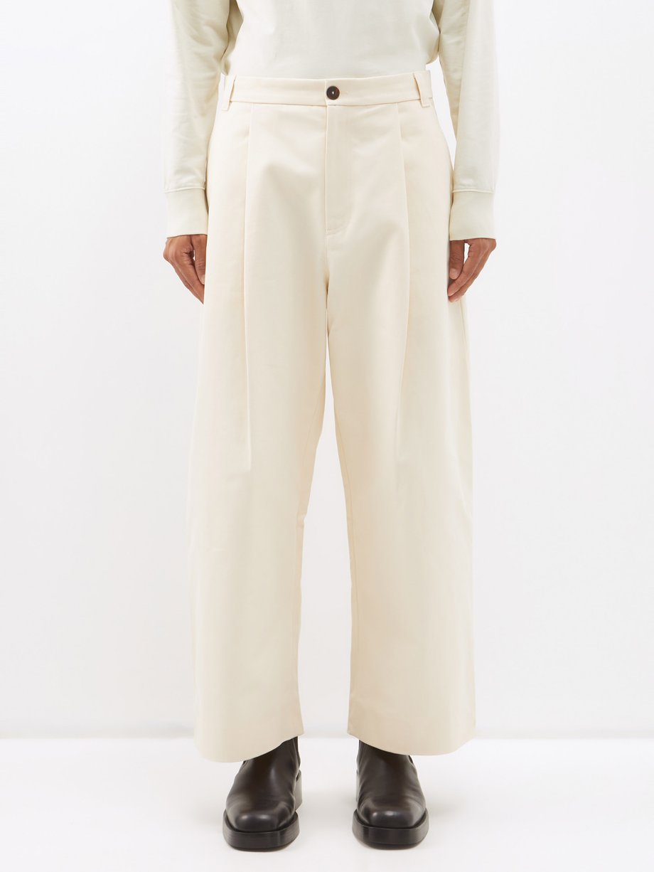 Neutral Sorte pleated cotton-twill wide-leg trousers | Studio