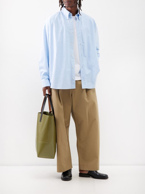 Tan Sorte pleated cotton-twill wide-leg trousers | Studio 