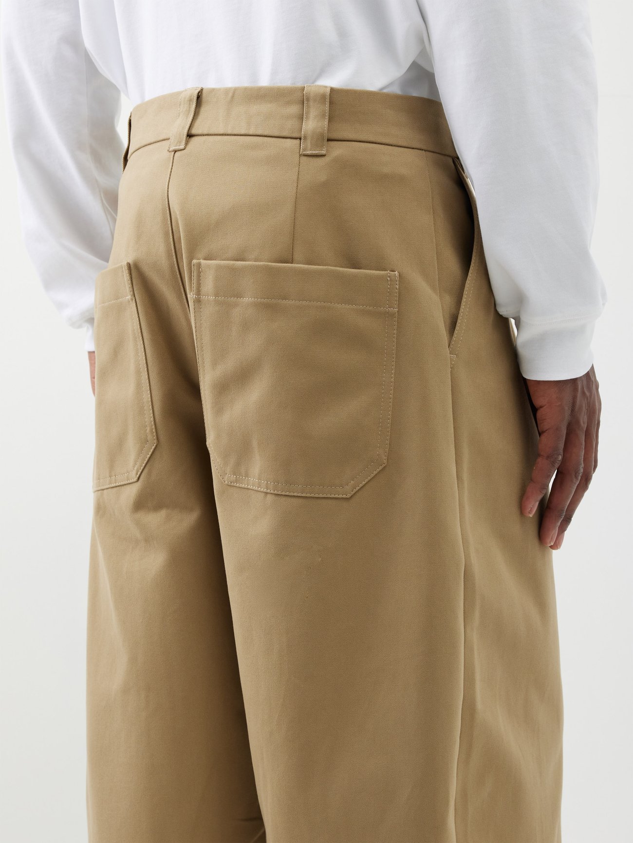 Sorte pleated cotton-twill wide-leg trousers