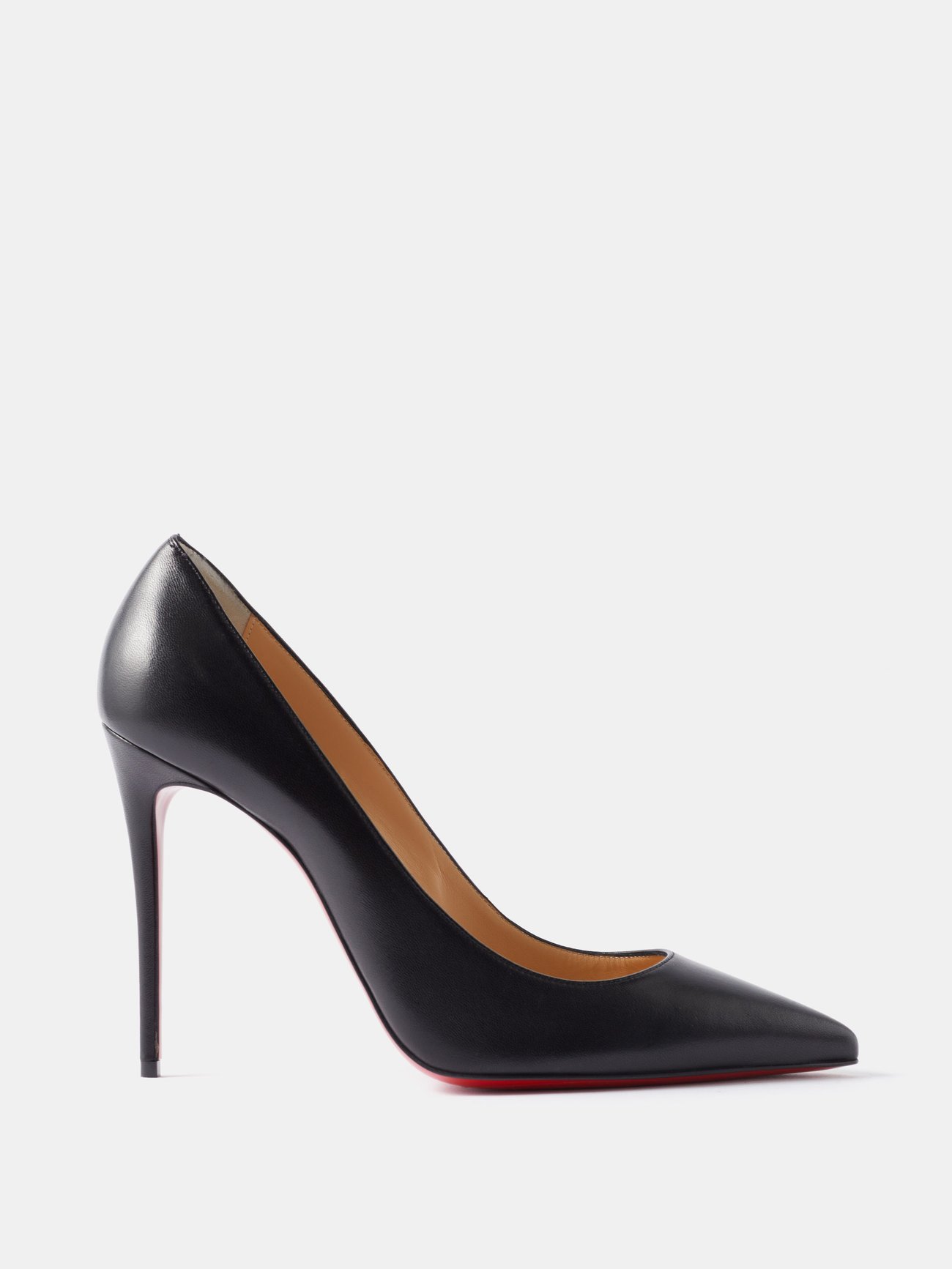 Christian Louboutin US 7.5 Pointed Toe Black red sole high heels