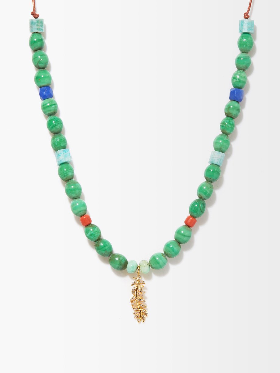 Musa by Bobbie Chrysoprase & 14kt gold beaded necklace