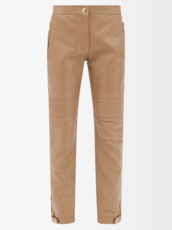 Burberry Christy zip-cuff leather skinny trousers