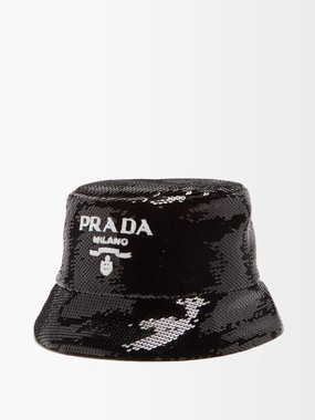 Prada Logo sequinned bucket hat