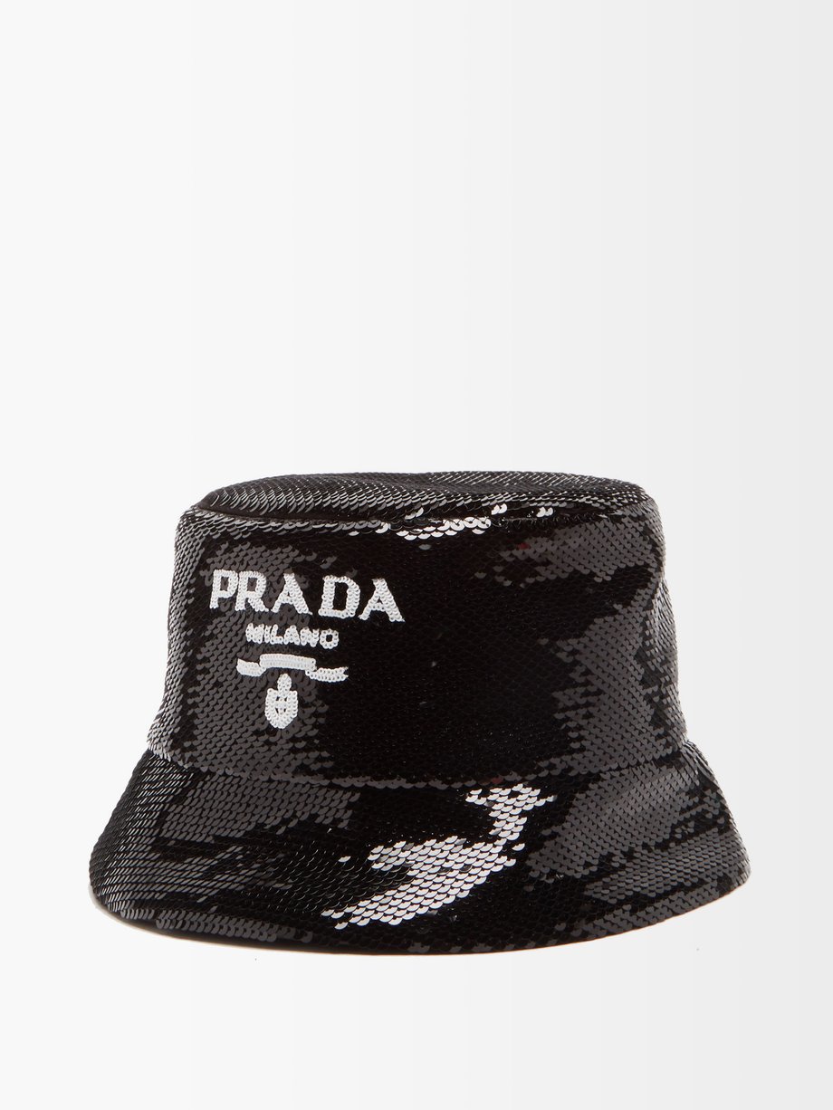 Prada Sequined Bucket Hat Black Female M