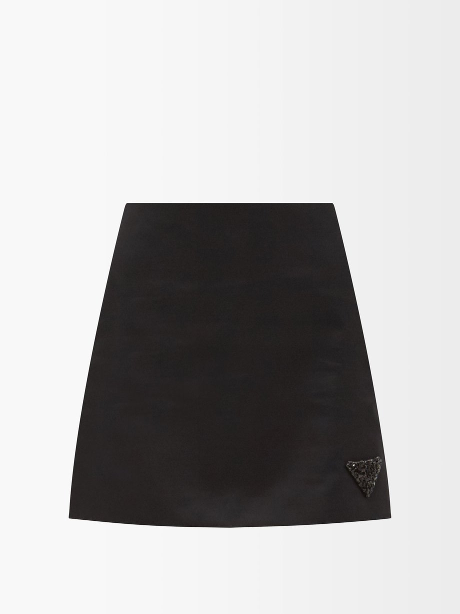 Black Sequinned-logo Re-nylon skirt | Prada | MATCHESFASHION UK