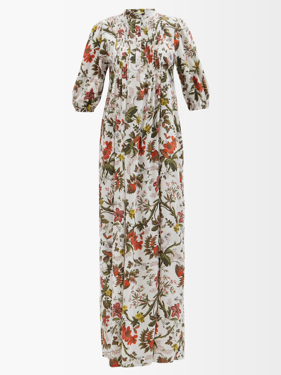 White Vacation Mustique floral cotton-poplin dress | Erdem ...