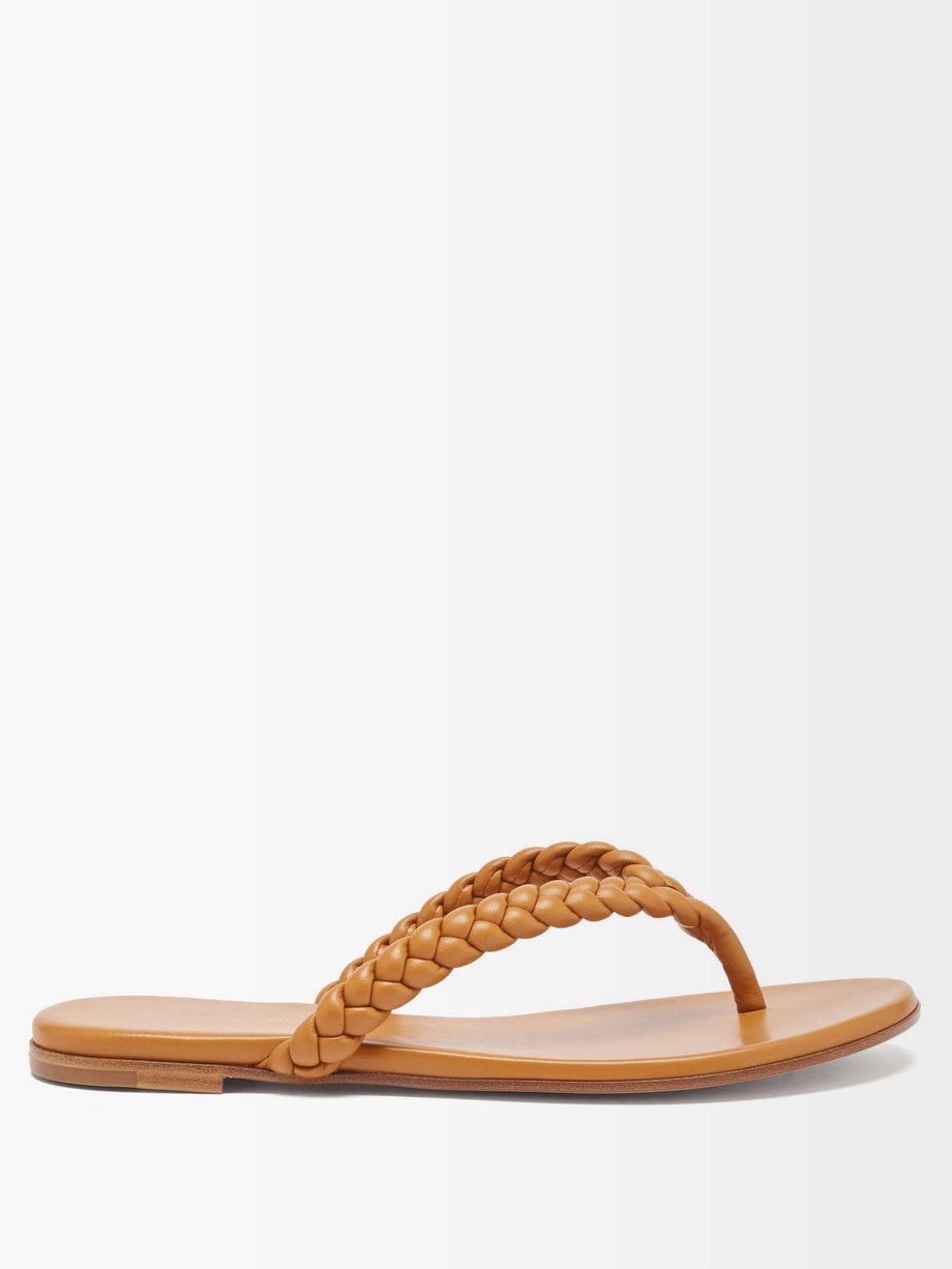 Brown Tropea braided flat leather sandals | Gianvito Rossi ...