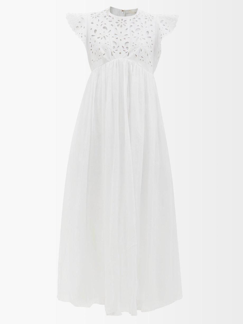 Chloé Broderie-anglaise cotton-poplin dress