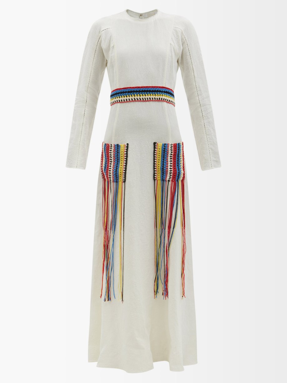 Chloé Rainbow-crochet linen-voile maxi dress