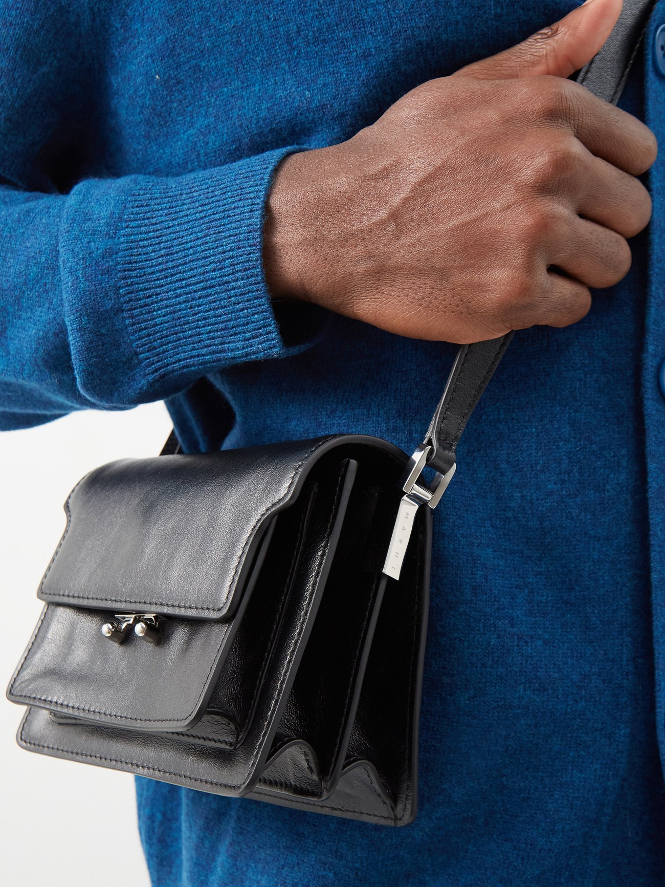 Marni Trunk Mini Leather Shoulder Bag in Black for Men