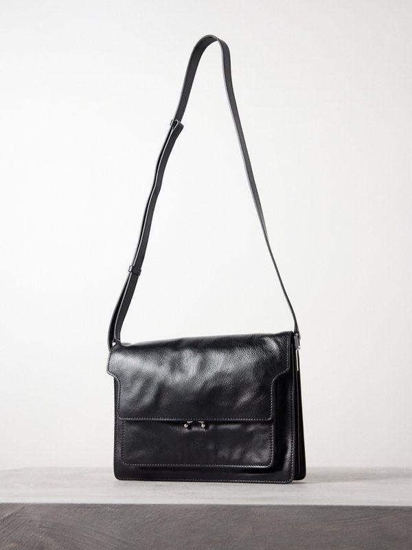 Black Trunk large leather cross-body bag | Marni | MATCHES UK