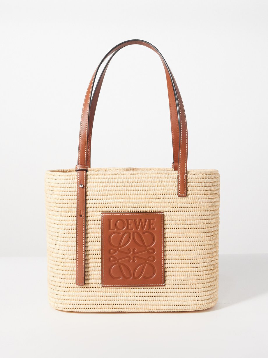 LOEWE Anagram-logo leather-trim raffia basket bag