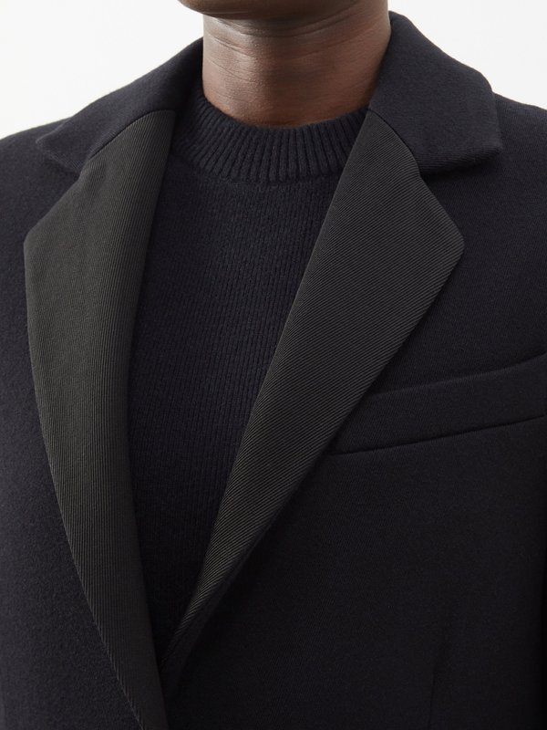 Navy Martingale-belt longline wool tuxedo coat | Raey | MATCHES UK